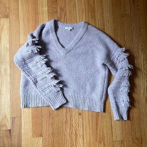 Madewell purple lavender lilac wool fringe sweater XS Small